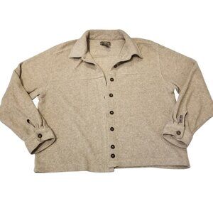 Vintage Point Zero Fleece Shacket Cropped Fit Beige Sweater Button Up Women L/M